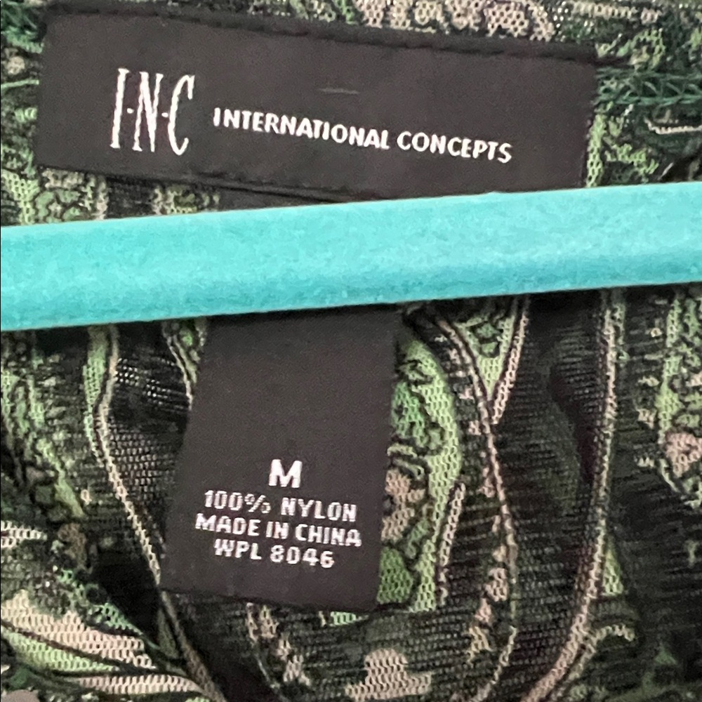 INC International Concepts Green Paisley Long Sleeve Top - Picture 2 of 3